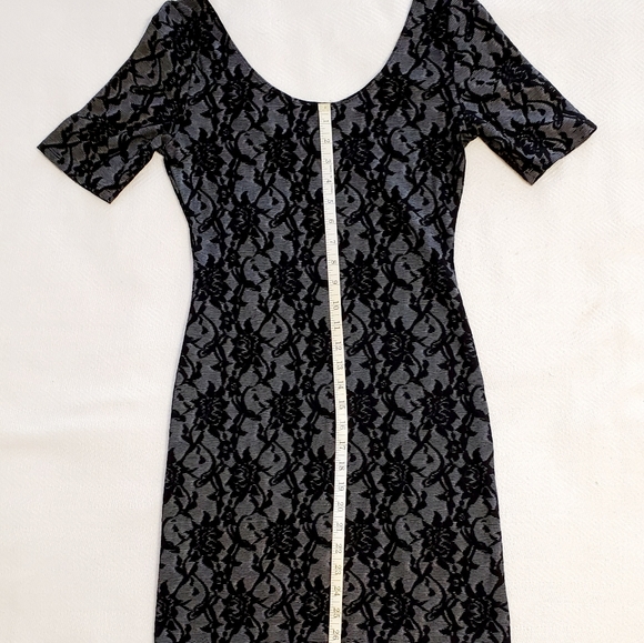 Black Dress Lace Velvet, Burn-Out - Picture 3 of 9